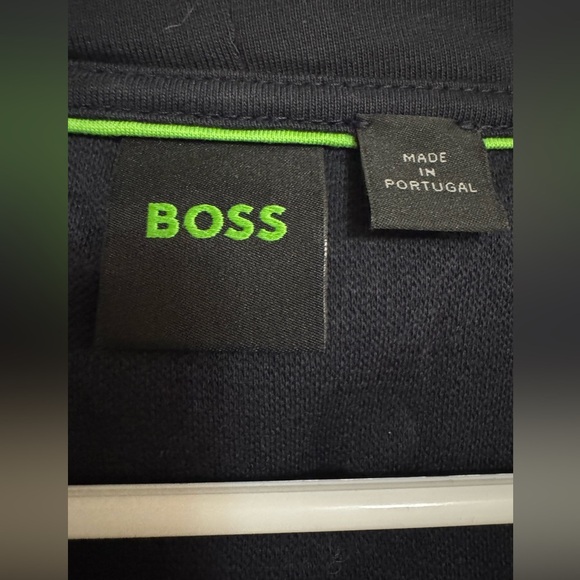 HUGO BOSS Cotton-Piqué Zip-Up Hoodie Dark Blue Size M | Made in Portugal - Picture 8 of 14